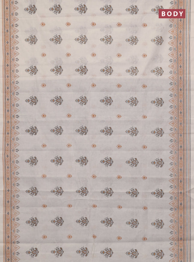 Chirala cotton saree cream and orange with butta prints and printed border