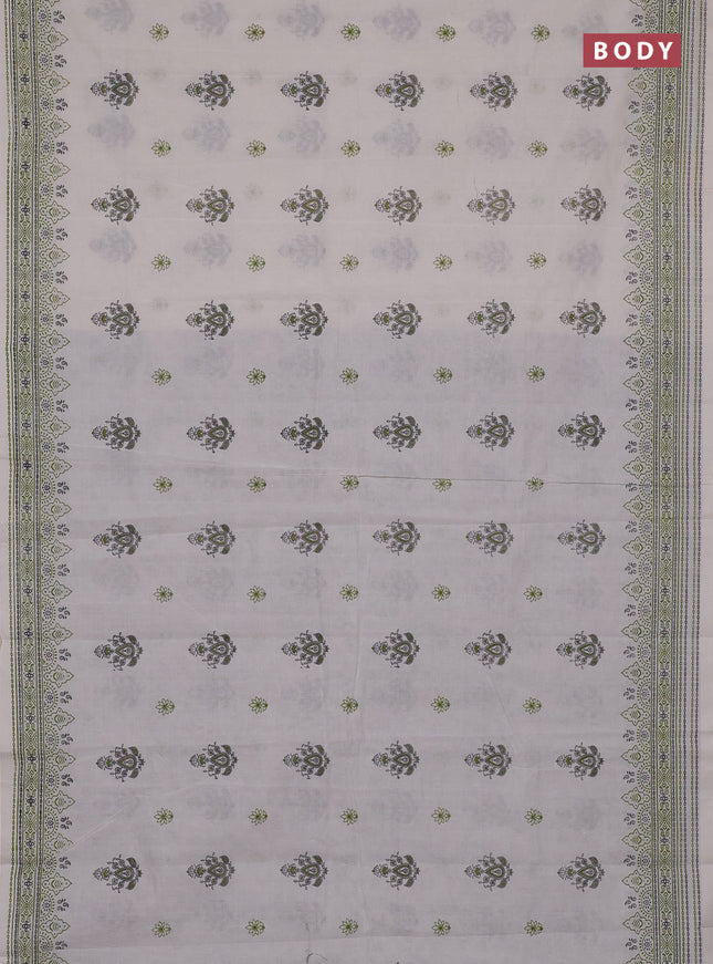 Chirala cotton saree cream and green with butta prints and printed border