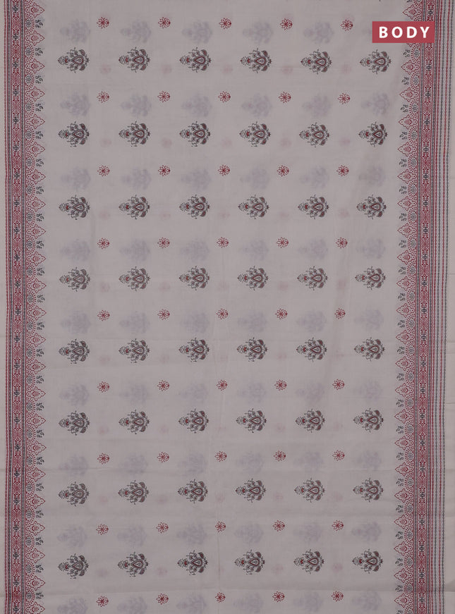 Chirala cotton saree cream and red with butta prints and printed border