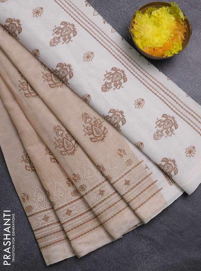 Chirala cotton saree sandal with butta prints and printed border
