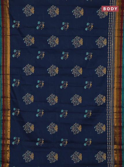 Chirala cotton saree peacock green and green shade with butta prints and printed zari woven border