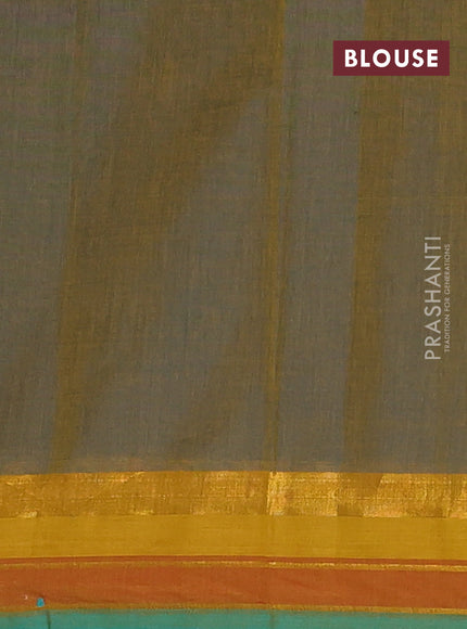 Chirala cotton saree peacock green and green shade with butta prints and printed zari woven border