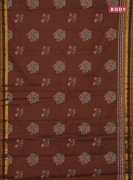 Chirala cotton saree dark mustard and rust shade with butta prints and printed zari woven border
