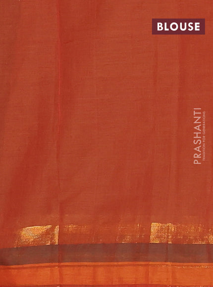 Chirala cotton saree dark mustard and rust shade with butta prints and printed zari woven border