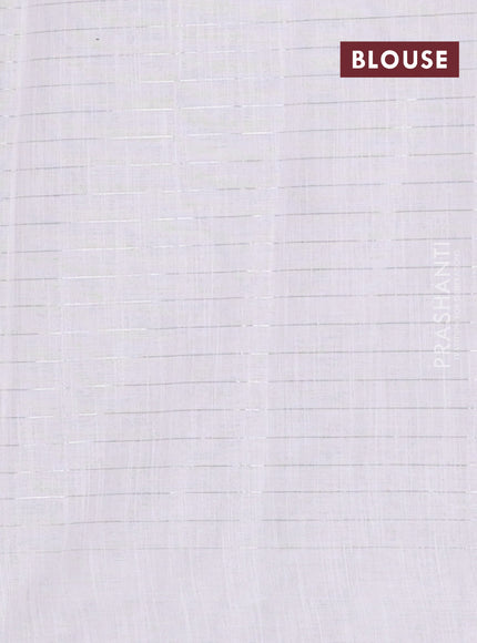 Chirala cotton saree off white and green with allover silver zari stripe & butta prints and long printed border