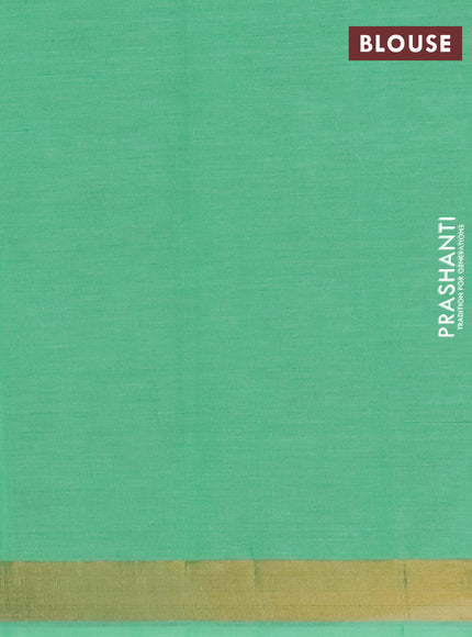 Chirala cotton saree teal green with allover kalamkari prints and printed zari border
