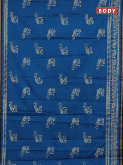 Chirala cotton saree cs blue and black with elephant butta prints and printed woven border