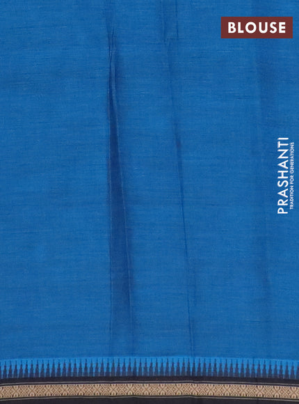 Chirala cotton saree cs blue and black with elephant butta prints and printed woven border