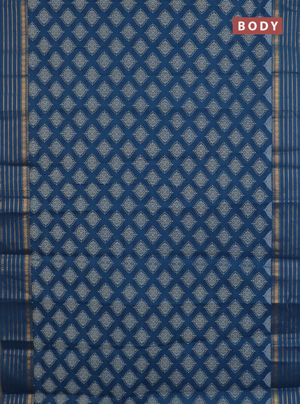 Chirala cotton saree peacock blue with allover butta prints and zari woven border