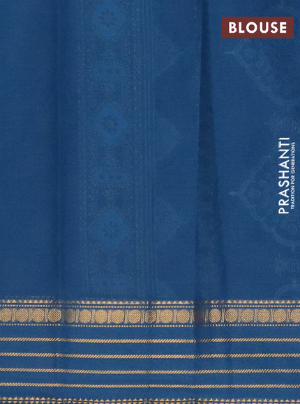 Chirala cotton saree peacock blue with allover butta prints and zari woven border