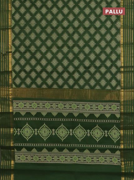 Chirala cotton saree green with allover butta prints and zari woven border