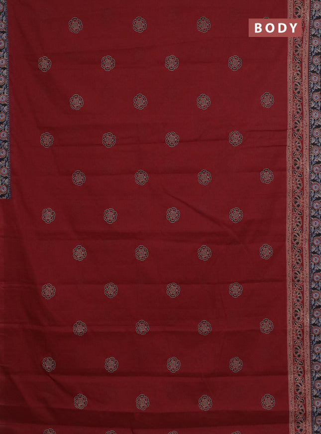 Chirala cotton saree maroon with butta prints and printed zari border