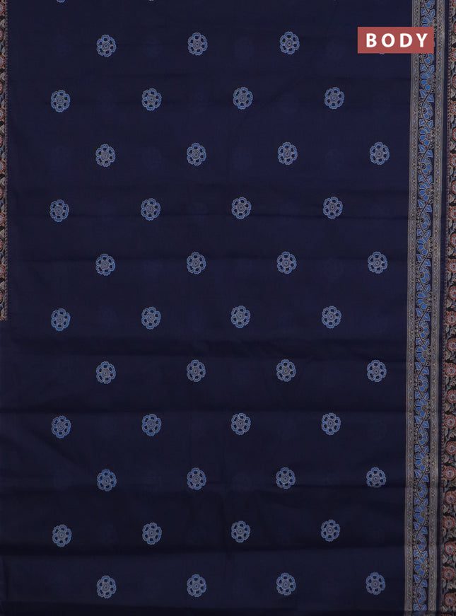 Chirala cotton saree navy blue with butta prints and printed zari border