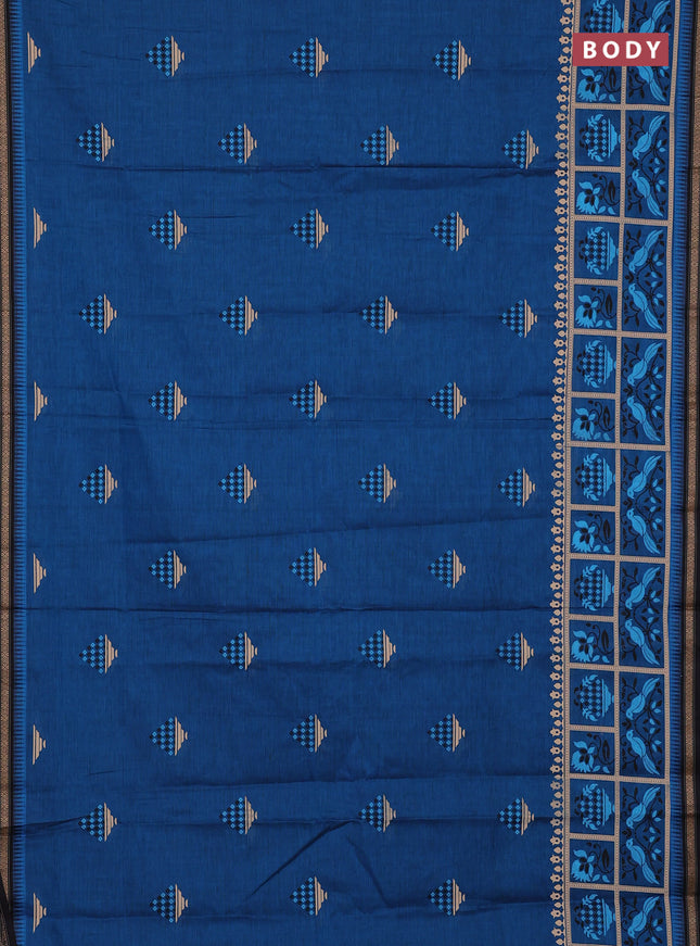 Chirala cotton saree cs blue and black with butta prints and long printed border