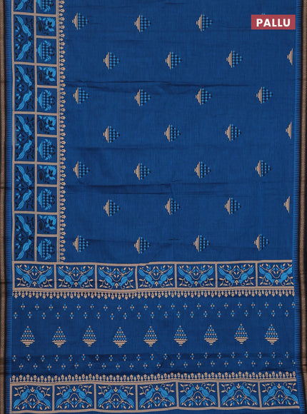 Chirala cotton saree cs blue and black with butta prints and long printed border