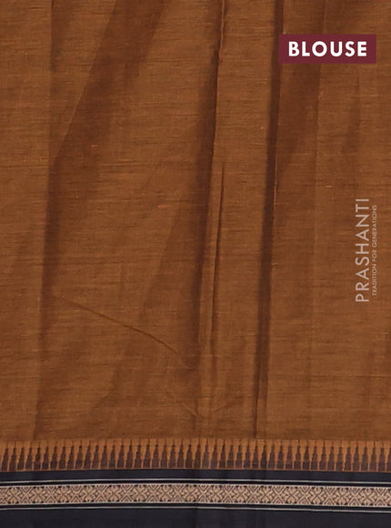 Chirala cotton saree dark mustard and black with butta prints and long printed border