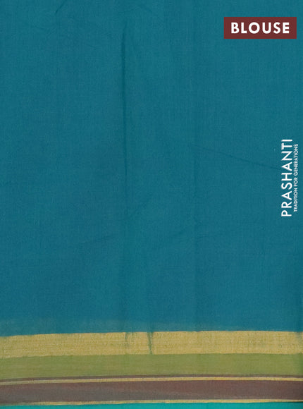 Chirala cotton saree peacock blue and multi colour with allover prints and printed zari border