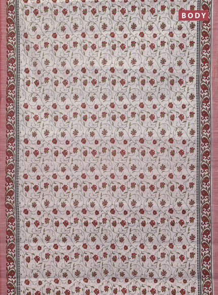 Chirala cotton saree off white and red with allover prints and printed border