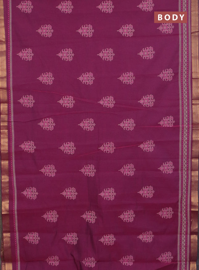 Chirala cotton saree purple with butta prints and printed zari border