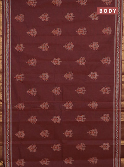 Chirala cotton saree rust shade with butta prints and printed zari border