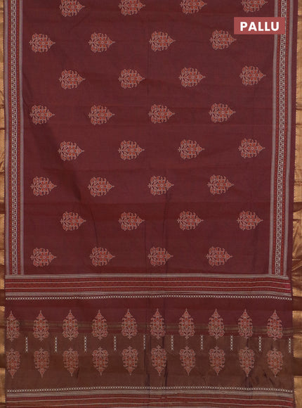 Chirala cotton saree rust shade with butta prints and printed zari border