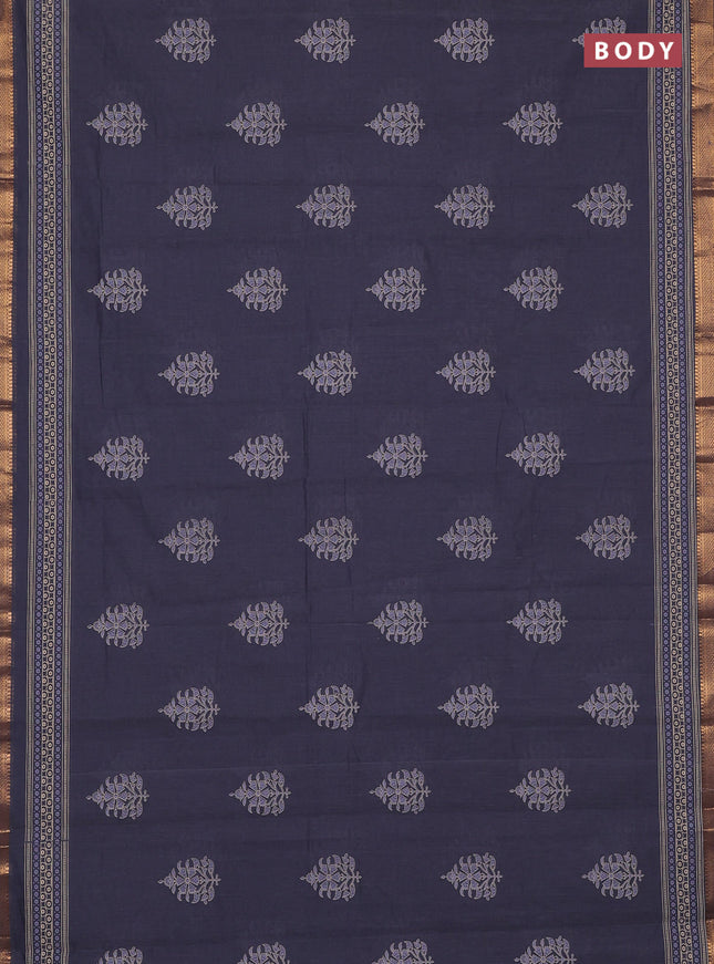 Chirala cotton saree grey with butta prints and printed zari border