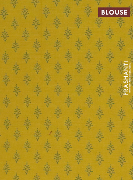 Chirala cotton saree green and mustard yellow with butta prints and printed border