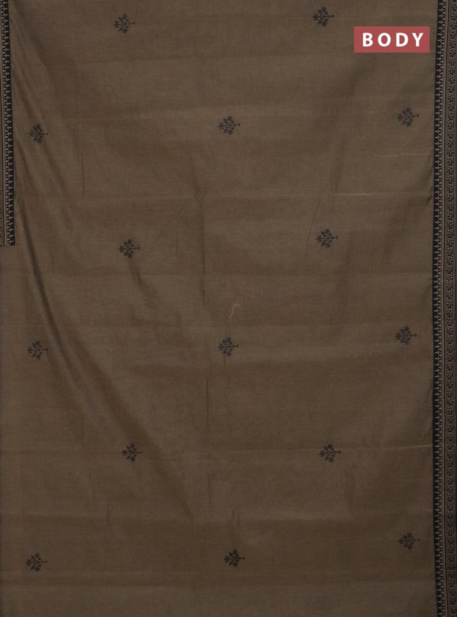 Chirala cotton saree chikku shade and black with butta prints and printed border