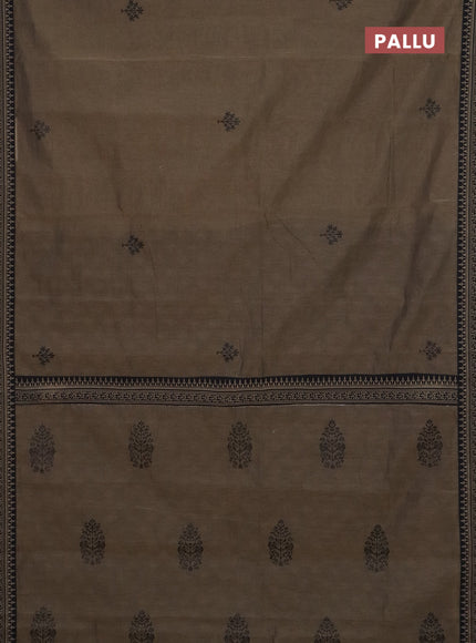 Chirala cotton saree chikku shade and black with butta prints and printed border