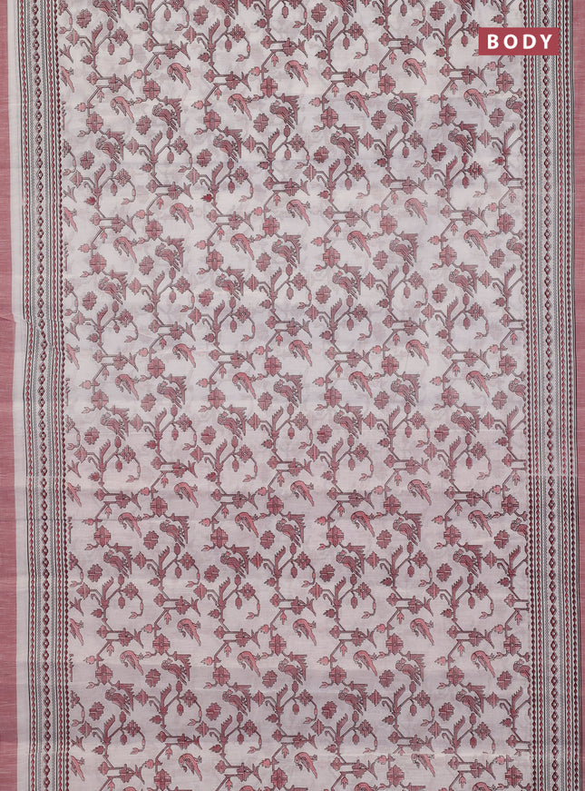 Chirala cotton saree off white and red with allover patola prints and printed border