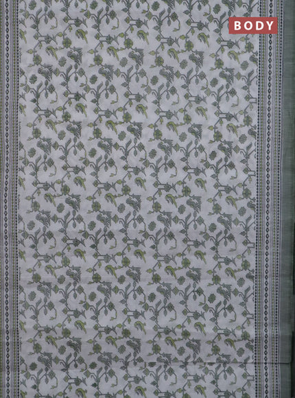 Chirala cotton saree off white and green with allover patola prints and printed border