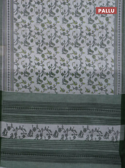 Chirala cotton saree off white and green with allover patola prints and printed border