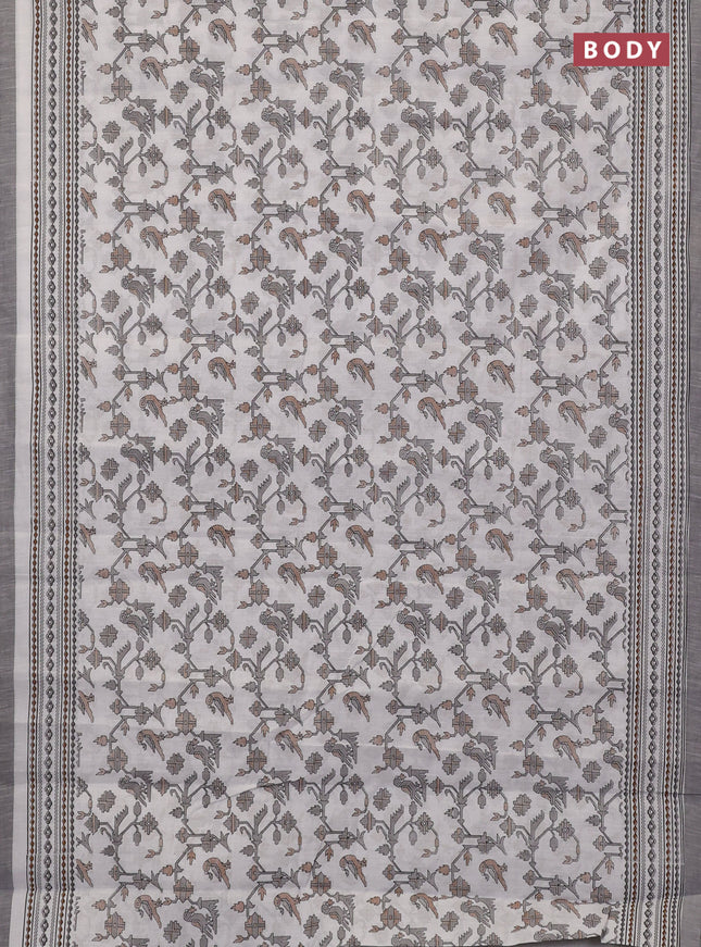Chirala cotton saree off white and grey with allover patola prints and printed border