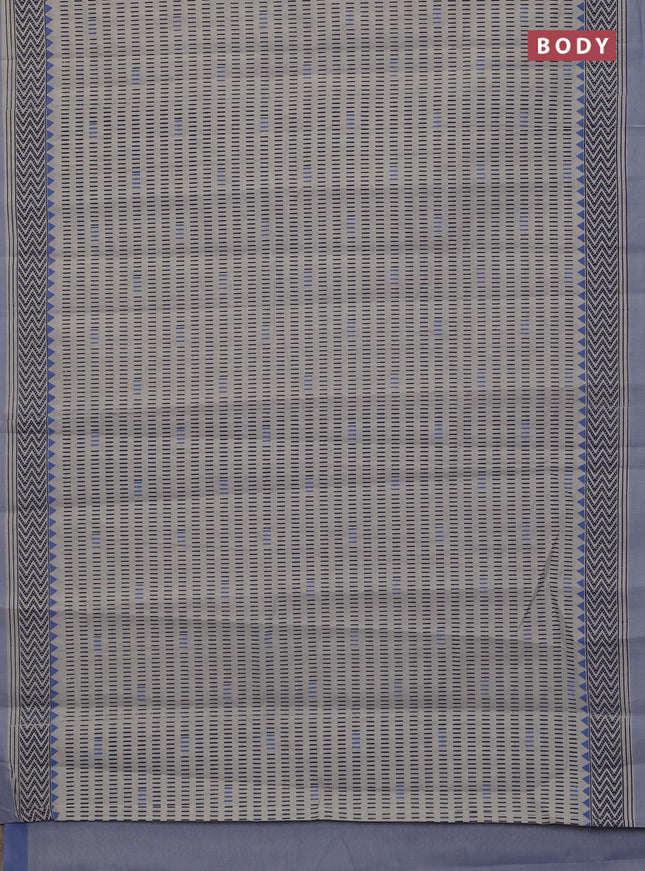 Chirala cotton saree grey and blue shade with allover prints and printed border