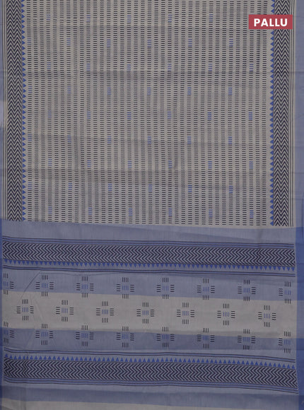 Chirala cotton saree grey and blue shade with allover prints and printed border