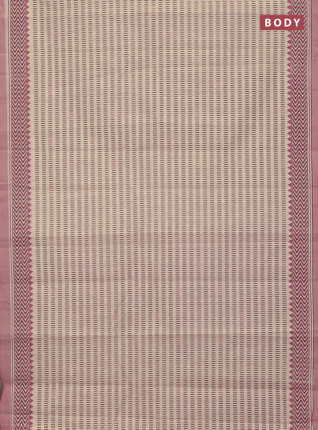 Chirala cotton saree cream and pink with allover prints and printed border
