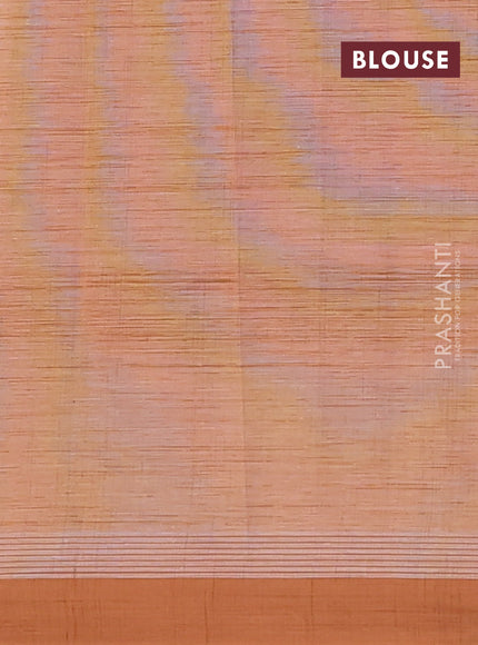Chirala cotton saree pale orange and rust shade with allover butta prints and long floral printed border
