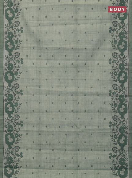 Chirala cotton saree pastel green and green with allover butta prints and long floral printed border