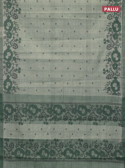 Chirala cotton saree pastel green and green with allover butta prints and long floral printed border