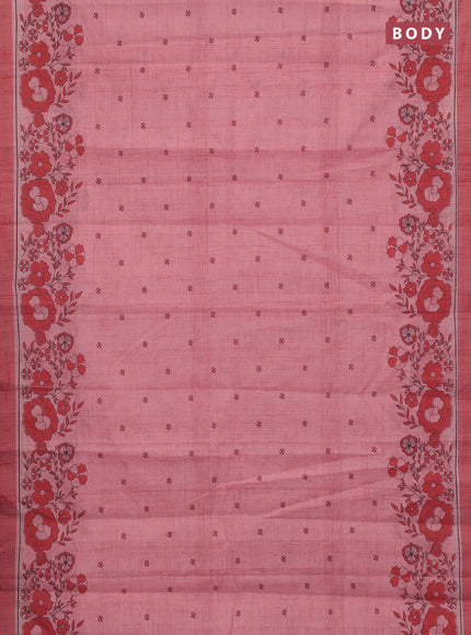 Chirala cotton saree light pink with allover butta prints and long floral printed border