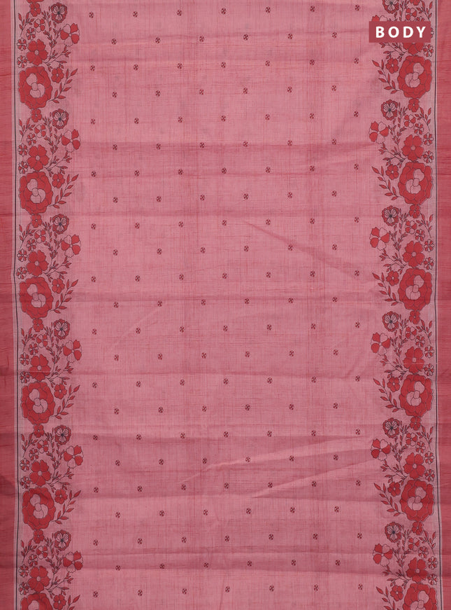 Chirala cotton saree light pink with allover butta prints and long floral printed border