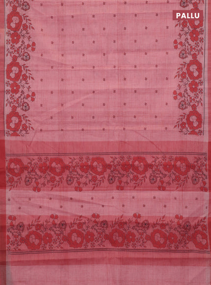 Chirala cotton saree light pink with allover butta prints and long floral printed border