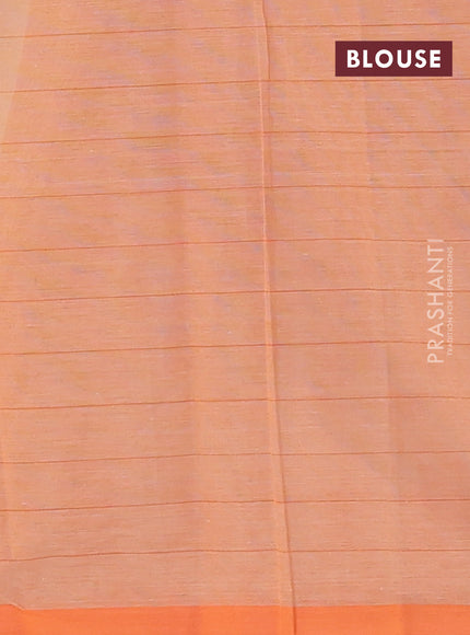 Chirala cotton saree beige and orange with allover butta prints and long floral printed border
