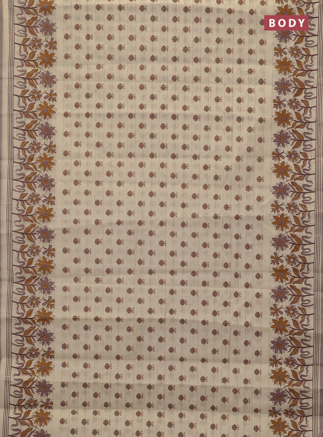 Chirala cotton saree beige and rosy brown with allover butta prints and long floral printed border