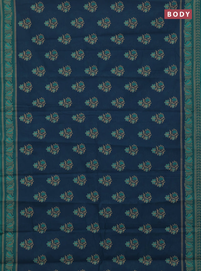 Chirala cotton saree dual shade of blue and teal green with allover butta prints and printed border