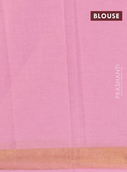 Chirala cotton saree light pink with floral butta prints and printed zari border