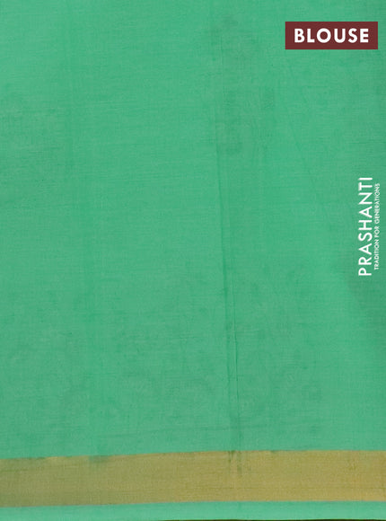 Chirala cotton saree teal green shade with floral butta prints and printed zari border
