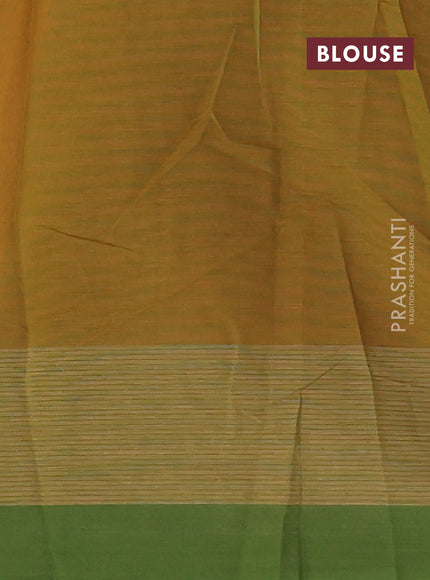 Chirala cotton saree dark mustard and green with floral butta prints and long printed border