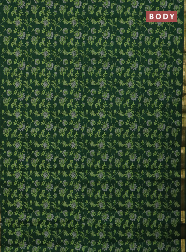 Chirala cotton saree green with allover prints and zari woven border