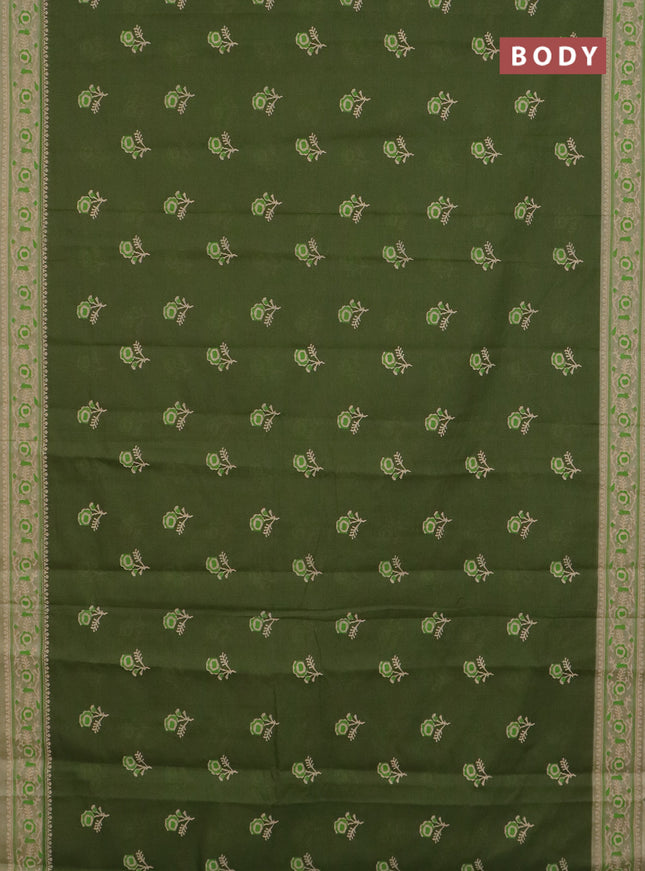 Chirala cotton saree sap green and pastel green with floral butta prints and printed border